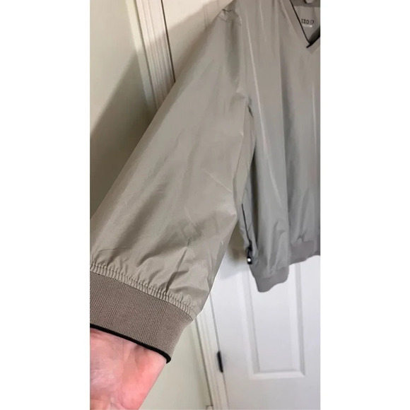 Izod Men’s XXL 2XL Tan V Neck Mesh Fleece Lined Pullover Jacket Coat - Picture 2 of 12